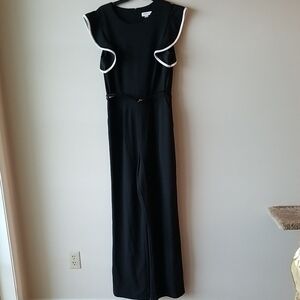 Chic Black Jumpsuit with White Trim